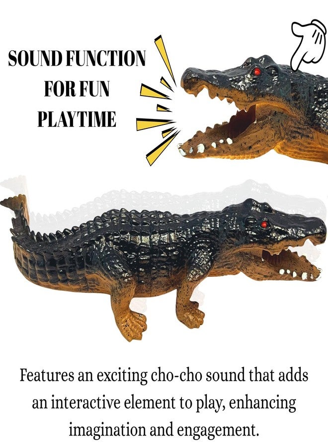 Mallexo Crocodile Action Figure Toy for Kids 3+| 1PC Realistic Alligator Toys for Boys and Girls with Choo-Choo Sound Detailed Reptile Wild Animal Figurine Education & Decor Item Birthday Gift(Black) - Image 3